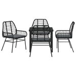 vidaXL Ensemble de salle à manger pour jardin 5 Pièces Noir polyrotin