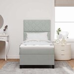 Lit à ressorts vidaXL avec matelas et lumière LED gris clair 90x200 cm en velours