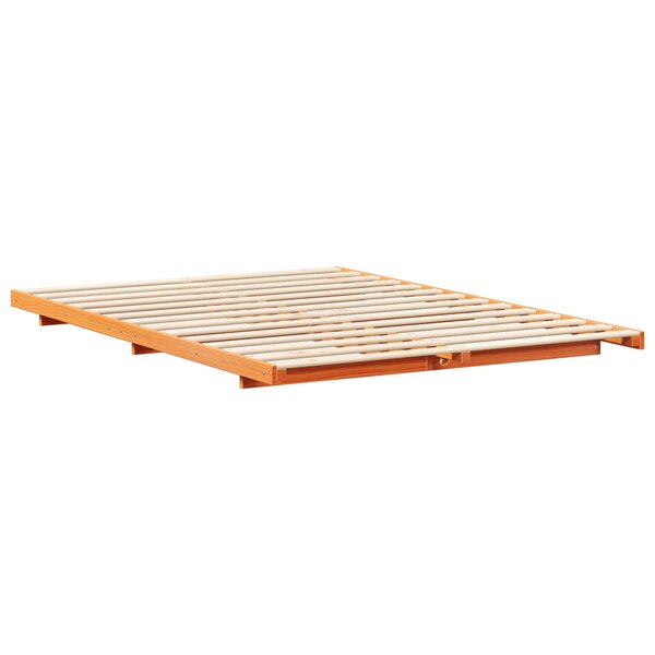 vidaXL Cadre de lit surélevé Marron cire 160 x 210 cm