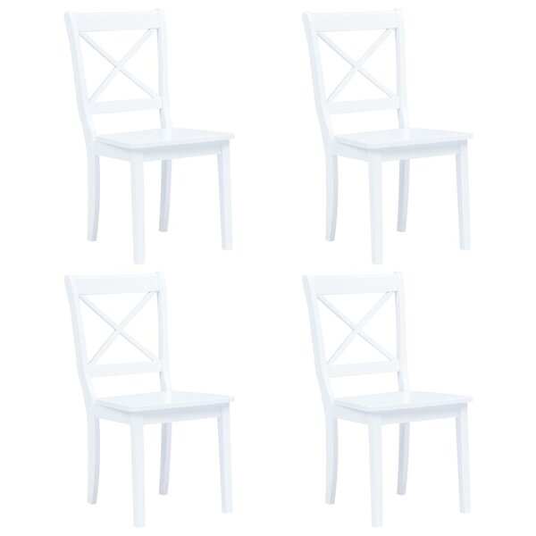 vidaXL Chaises à manger lot de 4 blanc bois d'hévéa massif