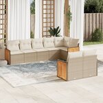 vidaXL Salon de jardin avec coussins 8 Pièces beige résine tressée