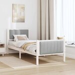 vidaXL Cadre de lit Blanc et gris clair 80 x 200 cm Bois massif en pin
