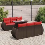 vidaXL Salon de jardin avec coussins 7Pièces marron résine tressée acacia