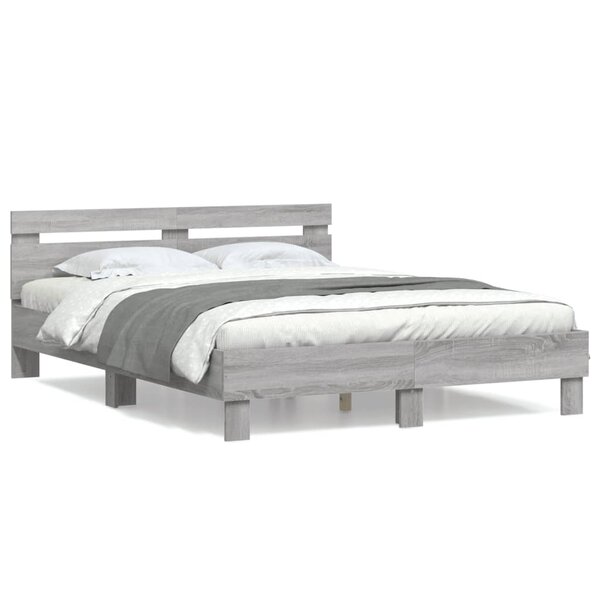 vidaXL Cadre de lit sans matelas sonoma gris 150x200 cm