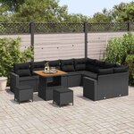 vidaXL Ensemble de canapé de jardin 12 Pièces Noir polyrotin