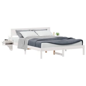 vidaXL Cadre de lit avec tête de lit Blanc 160 x 200 cm Pin massif