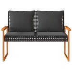 vidaXL Banc de jardin avec coussin noir résine tressée et acacia