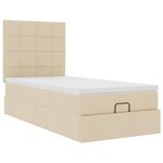vidaXL Lit ottoman avec matelas crème 100x200 cm tissu