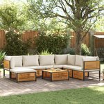 vidaXL Salon de jardin avec coussins 8 Pièces bois massif d'acacia
