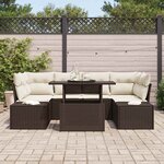 vidaXL Ensemble de canapé de jardin avec coussin 7 Pièces Marron et Crème