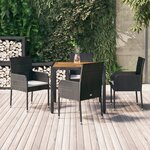 vidaXL Ensemble à manger de jardin coussins 5Pièces Noir Résine tressée