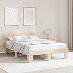vidaXL Cadre de lit avec tête de lit Naturel 160 x 200 cm Pin massif