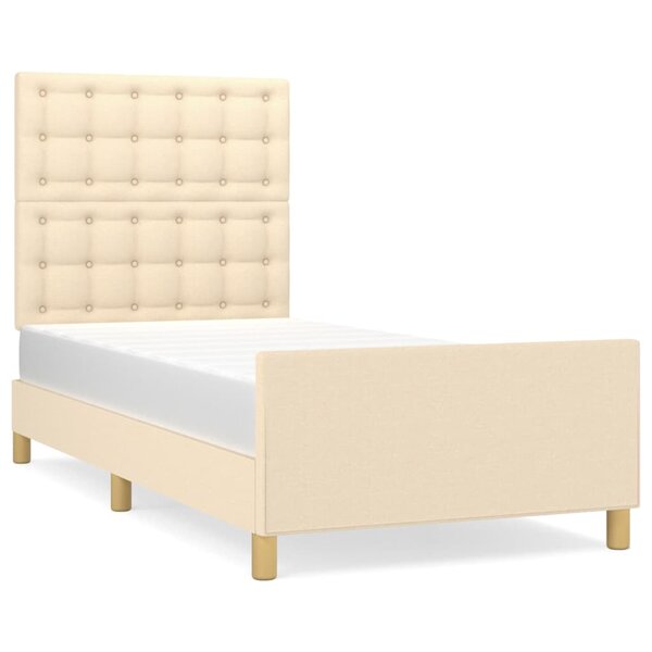 vidaXL Cadre de lit avec tête de lit Crème 80x200 cm Tissu