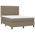vidaXL Sommier à lattes de lit et matelas et LED Taupe 140x190cm Tissu