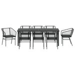 vidaXL Ensemble de salle à manger de jardin de 9 pièces avec coussins en poly rattan noir