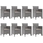 vidaXL Ensemble de Salle à Manger de Jardin 9 Pièces avec Coussins Rattan Poly Blanc de