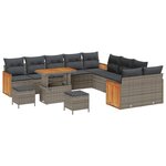 vidaXL Ensemble de canapé de jardin avec coussin 13 Pièces Gris