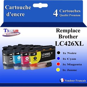T3AZUR- 4x Cartouche compatible avec Brother LC426 XL pour Brother MFC-J4335DW  MFC-J4340DW  MFC-J4340DWE