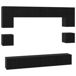 vidaXL Ensemble meuble TV 8 Pièces Chêne noir Bois d'ingénierie