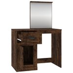 vidaXL Coiffeuse et miroir chêne fumé 90x50x132 5 cm bois d'ingénierie