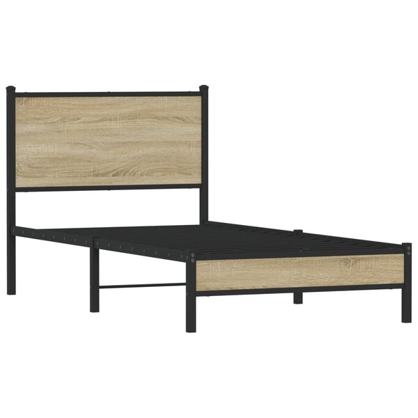 vidaXL Cadre de lit en métal sans matelas chêne sonoma 75x190 cm