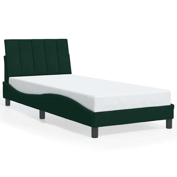 vidaXL Cadre de lit sans matelas Hanko vert foncé 90x200 cm velours