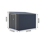 Abri de jardin en acier 5,52 m² - Avec kit d'ancrage inclus - Gris anthracite