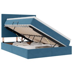 vidaXL Lit avec rangement et matelas Bleu foncé 140 x 190 cm Velours