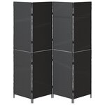 Paravent 4 panneaux pliable noir 195x180 cm en polyrotin