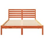 vidaXL Cadre de lit avec tête de lit Brun cire 135 x 190 cm Pin massif