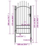 vidaXL Portail de jardin Acier 1x2 5 m Noir