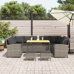 vidaXL Salon de jardin 4 Pièces avec coussins gris résine tressée