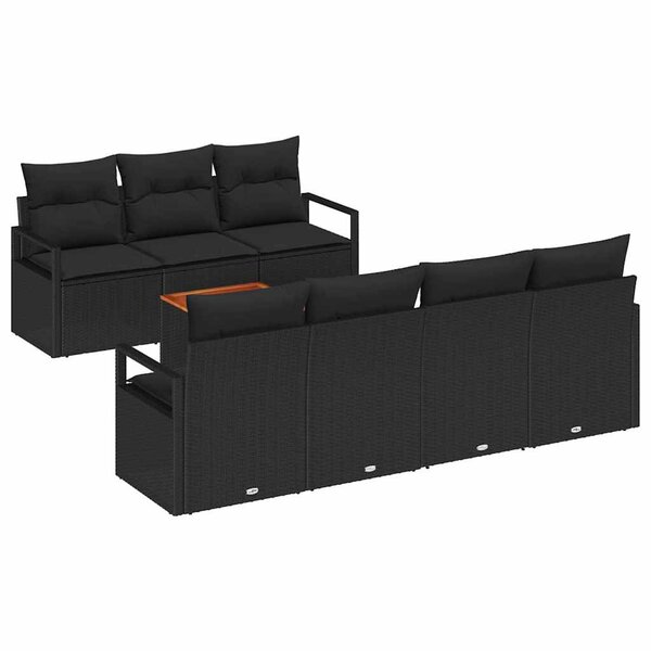 vidaXL Ensemble de canapé de jardin avec coussin 8 Pièces Noir polyrotin