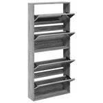 vidaXL Armoire à chaussures miroir 4 niveaux sonoma gris 63x17x134 cm