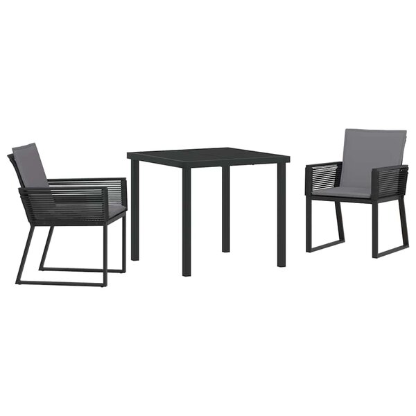 vidaXL Ensemble de salle à manger pour jardin 3 Pièces Noir