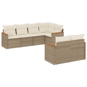 vidaXL Salon de jardin avec coussins 7 Pièces beige résine tressée