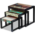 vidaXL Tables gigognes 3 Pièces Bois de récupération massif