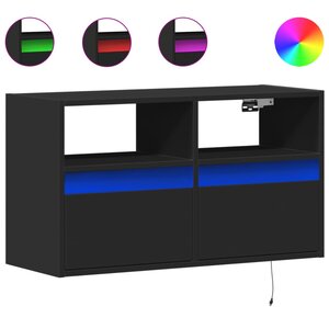 vidaXL Meuble TV mural avec lumières LED noir 80x31x45 cm