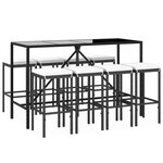 vidaXL Ensemble de bar de jardin 9 Pièces avec coussins noir poly rotin