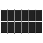 vidaXL Cloison de séparation 6 panneaux Noir 300x180 cm Tissu