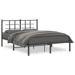 vidaXL Cadre de lit métal avec tête de lit noir 140x200 cm