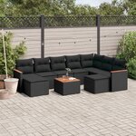 vidaXL Salon de jardin 10 Pièces avec coussins noir résine tressée