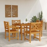 Ensemble de salle à manger jardin vidaXL 5 pièces en bois massif