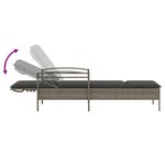 vidaXL Chaise longue avec coussin gris 63x200x81 cm résine tressée