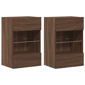 vidaXL Meubles muraux avec lumières LED pour TV 2 Pièces chêne marron 40x30x60 5 cm