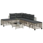vidaXL Salon de jardin d'angle avec coussins 3 Pièces gris clair rotin