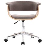 Chaise fauteuil siège pivotante de bureau informatique étude bois courbé et tissu taupe 02_0024177