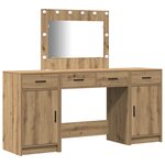 vidaXL Set de Table de Maquillage en 3 Pièces avec LED  Chêne Artisan  Bois d'ingénierie