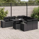 vidaXL Salon de jardin 9 Pièces avec coussins noir résine tressée