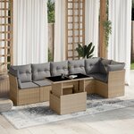 vidaXL Salon de jardin avec coussins 7 Pièces beige résine tressée